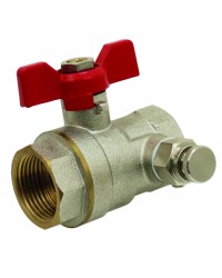 Brass ball valves F / F with drain cock - ''Etoile'' range - Standard bore - Red butterfly handle