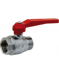Brass ball valve - F/F - ''Normal series'' - Full bore - Red aluminium handle