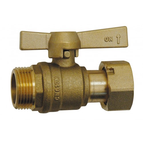 1" DUAL APPROVED AGA WATERMAKED FEMALE FEMALE BALL STOP VALVE 25mm BRASS 
