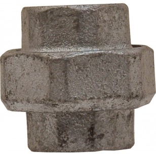 Union Femelle / Femelle - 3 pièces - Joint plat - Fonte galvanisée
