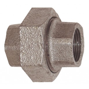 Union Femelle / Femelle - 3 pièces - Joint conique - Fonte galvanisée
