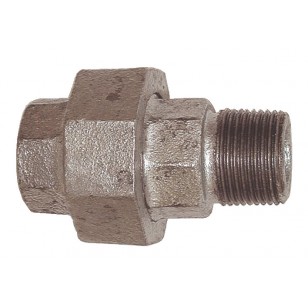Union Mâle / Femelle - 3 pièces - Joint conique - Fonte galvanisée