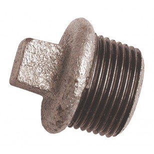 Male square plug beaded - Galvanized Cast Iron