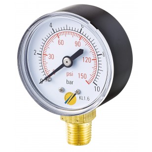 Pressure gauge - ABS casing - Class 1.6 - Conical brass vertical fitting 1/4G - Ø 50