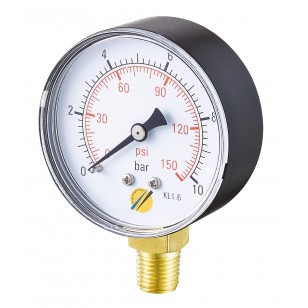 Pressure gauge - ABS casing - Class 1.6 - Conical brass vertical fitting 1/4G - Ø 63