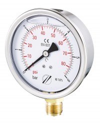 Industrial Pressure gauge - Stainless steel casing - Class 1.6 - Brass radial fitting 1/2''G - Ø 100 - Glycerine