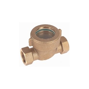 Brass sight flow indicator with PTFE mobile ball - F/F