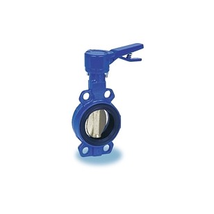 Butterfly valve - Cast iron body - 316 Stainless steel disc - With notched ductile cast iron handlever - Wafer type