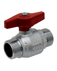 Brass ball valve - M/M - '' Normal series '' - Full bore - Butterfly red handle