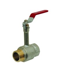 Brass ball valve - M/F - Monobloc with extension - Flat red steel handle