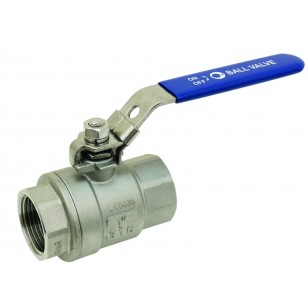 Monobloc stainless steel ball valve F/F 2 pieces - Full bore - Flat blue handle