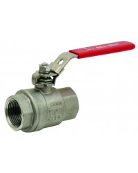 Monobloc stainless steel ball valve F/F 2 pieces - Full bore - Flat red handle
