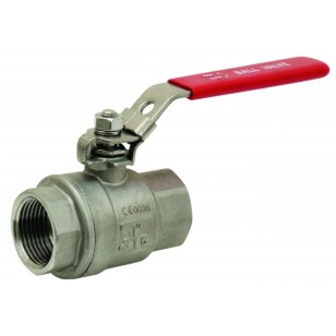 Monobloc stainless steel ball valve F/F 2 pieces - Full bore - Flat red handle