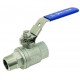 Monobloc stainless steel ball valve M/F 2 pieces - Full bore - Flat blue handle