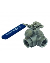 Stainless steel ball valve - 3 ways in L with ISO 5211 Mounting plate