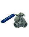 Stainless steel ball valve - 3 ways in L with ISO 5211 Mounting plate