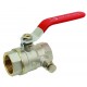 Brass purge ball valve - F / F - ''Etoile'' series- Standard bore - Flat red steel handle