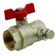 Brass ball valves F / F with drain cock - ''Etoile'' range - Standard bore - Red butterfly handle