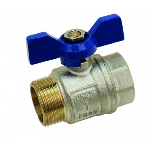 Brass ball valve - M / F - ''Etoile'' series - Standard bore - Butterfly blue handle