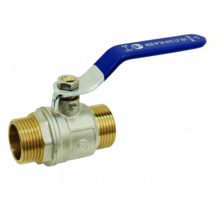 Brass ball valve - M / M - ''Etoile'' series - Standard bore - Flat blue steel handle