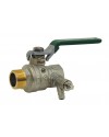 Brass purge ball valve - M/F - NF serie - Flat green steel handle