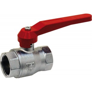 Brass ball valve F/F - Normal series - Full bore - Red aluminium handle