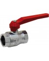 Brass ball valve F/F - Normal series - Full bore - Red aluminium handle