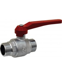 Brass ball valve - M/M - '' Normal series '' - Full bore - Red aluminium handle