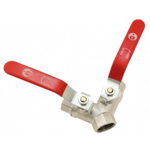 Female brass ball valve - ''Y series'' - Red steel handle