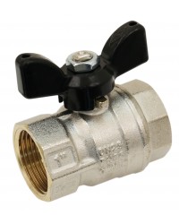Brass ball valve - F / F - Full bore - "Normal series" - Butterfly black handle