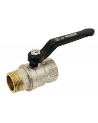Brass ball valve - M/F - ''Normal series'' - Full bore - Black pressed steel handle