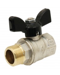 Brass ball valve - M / F - Full bore - "Normal series" - Butterfly black handle