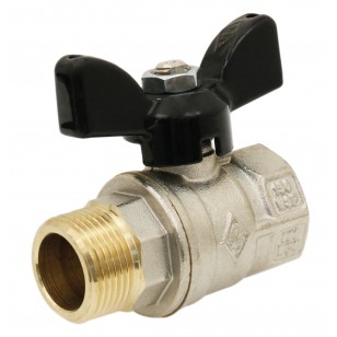 Brass ball valve - M / F - Full bore - "Normal series" - Butterfly black handle