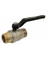 Brass ball valve - M/M - ''Normal series'' - Full bore - Black pressed steel handle