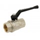 Brass ball valve - F/F - Long threaded series - Full bore - Black aluminium handle