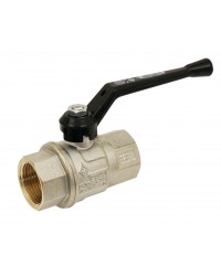 Brass ball valve - F/F - Long threaded series - Full bore - Black aluminium handle