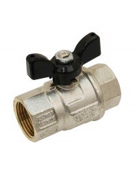 Brass ball valve - F/F - Long threaded series - Full bore - Butterfly black handle