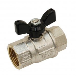 Brass ball valve - F/F - Long threaded series - Full bore - Butterfly black handle