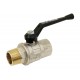 Brass ball valve - M/F - Long threaded series - Full bore - Black aluminium handle