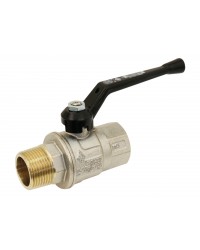 Brass ball valve - M/F - Long threaded series - Full bore - Black aluminium handle