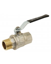 Brass ball valve - M/F - Long threaded series - Full bore - Flat black steel handle