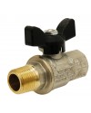 Brass ball valve - M/F - Long threaded series- Full bore - Butterfly black handle