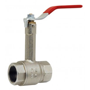 Brass ball valve - F/F - Monobloc with extension - Flat red steel handle