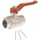 Brass ball valve - F / F - ''Compressed air series withe decomrpession" - Full bore - Steel handle with red epoxy