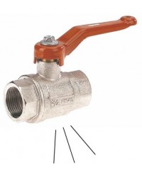 Brass ball valve - F / F - ''Compressed air series withe decomrpession" - Full bore - Steel handle with red epoxy