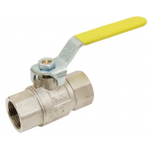 Brass ball valve - F / F - Gas series - Yellow steel handle
