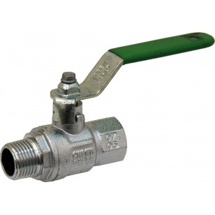 Brass ball valve - M / F - "Green series" - Flat steel handle