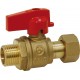 Ball valve for manifold - Male / Swivel nut - Red handle