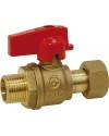 Ball valve for manifold - Male / Swivel nut - Red handle