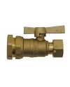 Brass ball valve for HDPE / Swivel nut pipe - Straight - For water meter